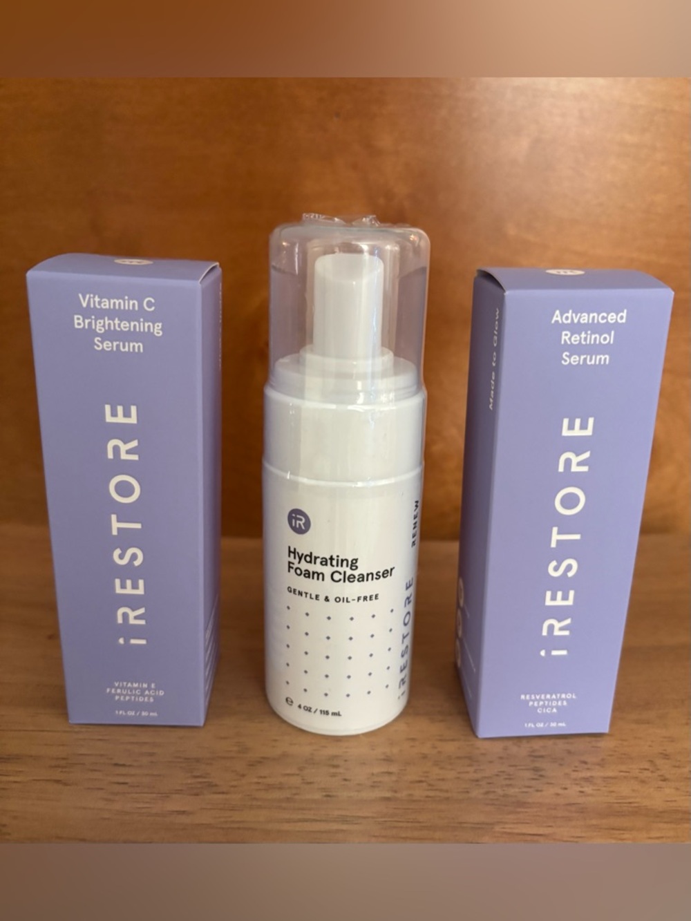 iRestore Skincare Bundle – Retinol, Vitamin C Serum & Cleanser (Brand New)